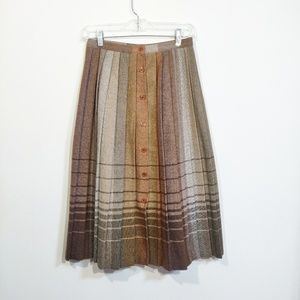 Vintage Wool Pleated Button Down Skirt